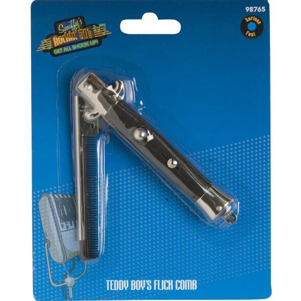 50s Style Teddy Boy Flick Comb, Black - Adult Weekender