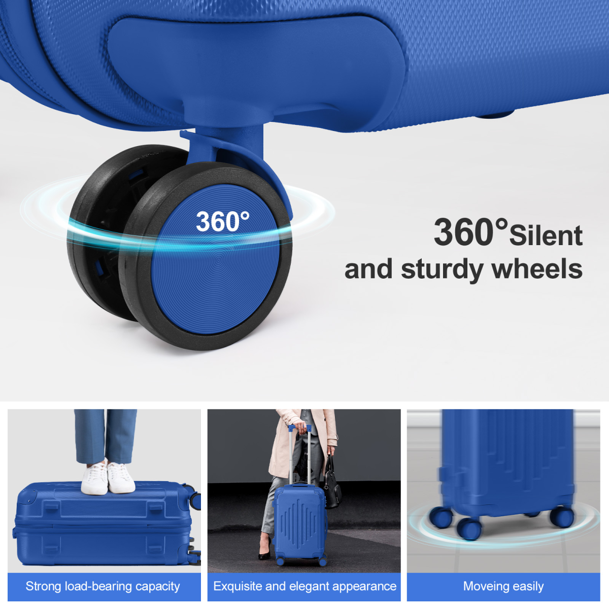 Premium ABS Luggage Suitcase with Non-TSA Lock – 24in Deep Blue