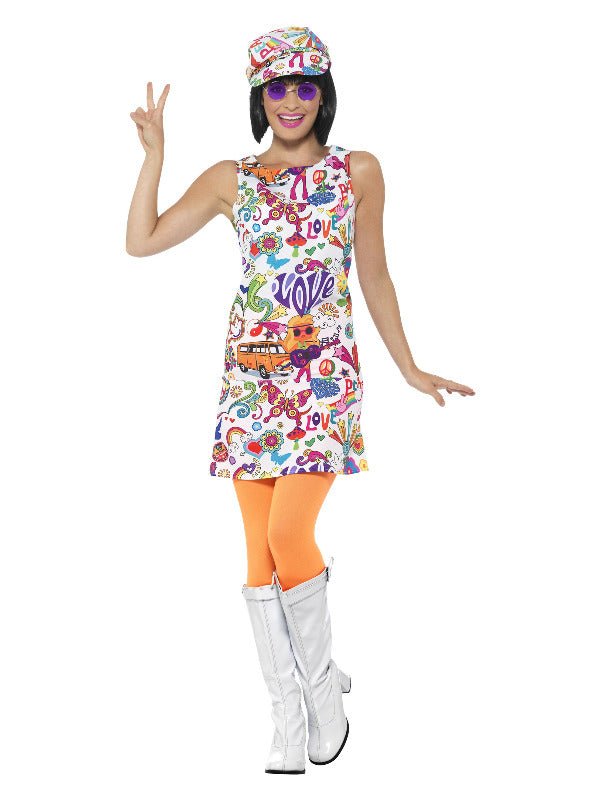 60's Groovy Chick Costume, Multi - Coloured - Adult Weekender