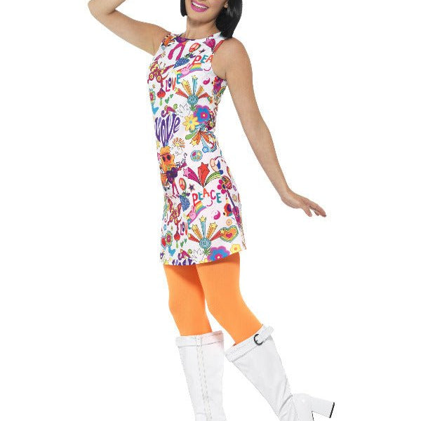 60's Groovy Chick Costume, Multi - Coloured - Adult Weekender