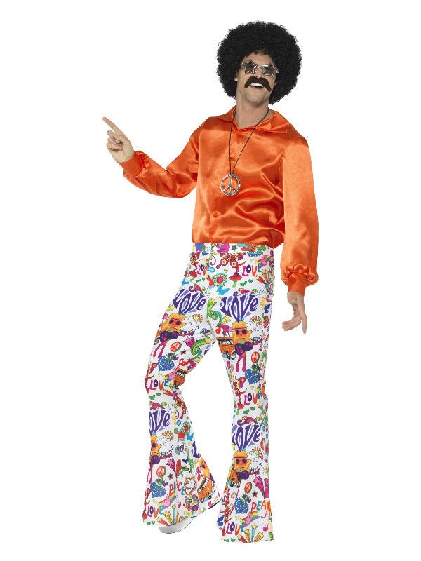 60s Groovy Flared Trousers, Mens, Multi - Coloured - Adult Weekender