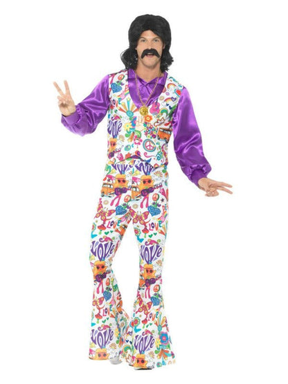 60s Groovy Hippie Costume, Multi - Coloured - Adult Weekender