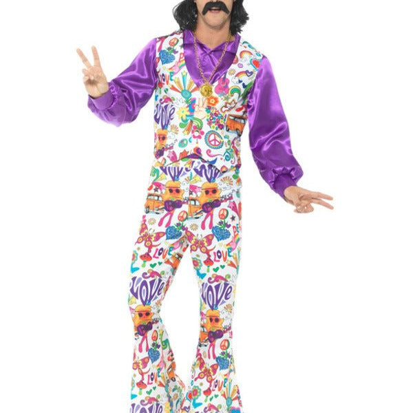 60s Groovy Hippie Costume, Multi - Coloured - Adult Weekender