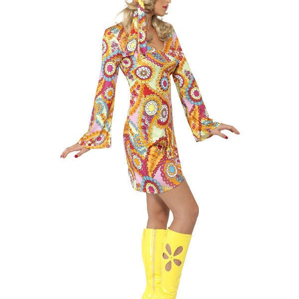 60s Hippy Costume, Multi - Coloured - Adult Weekender