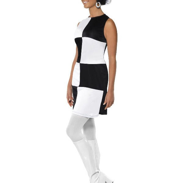 60s Party Girl Costume, Black & White - Adult Weekender