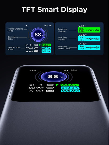 UGREEN Nexode Power Bank 25000mAh 200W PD 3.1 Laptop Portable Charger Fast Charging Smart Digital Display Battery Pack Compatible with Dell, HP, ASUS, iPad, iPhone Air/17/16, Galaxy S25, AirPods