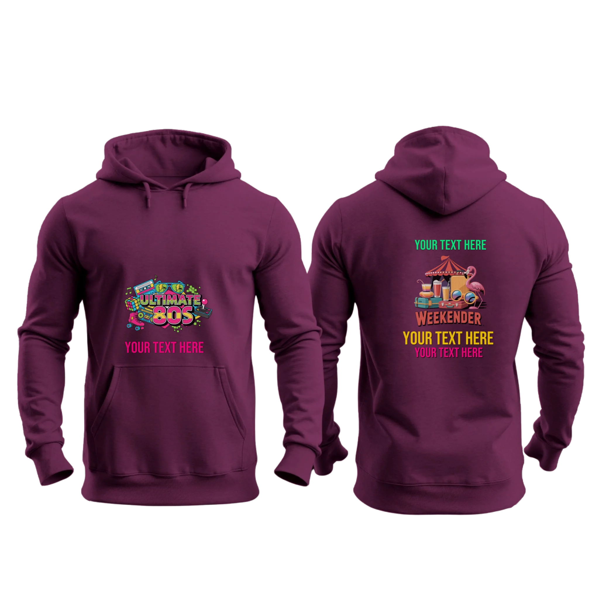 Gildan 18500 - Mockup Front and Back - Maroon