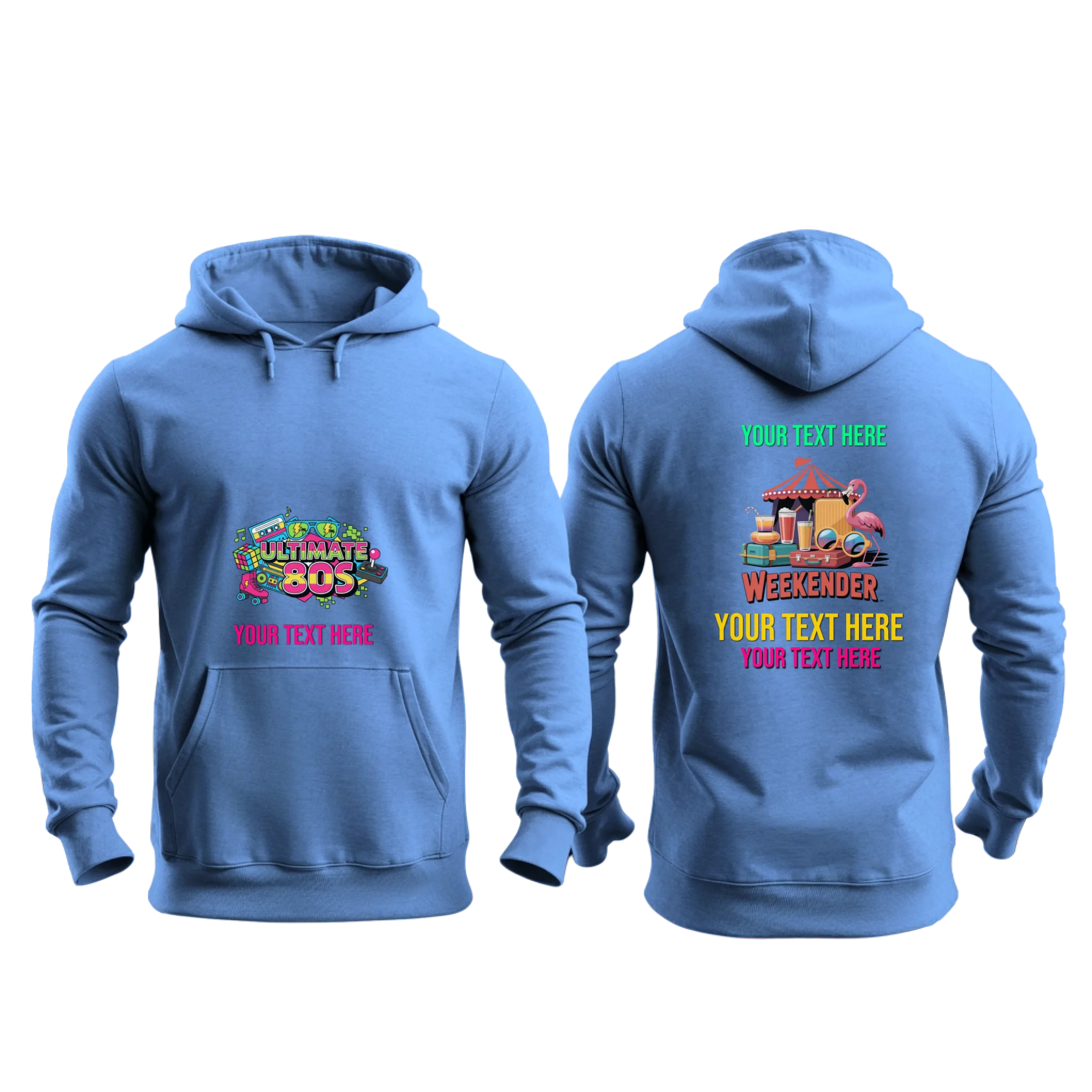 Gildan 18500 - Mockup Front and Back - Carolina Blue