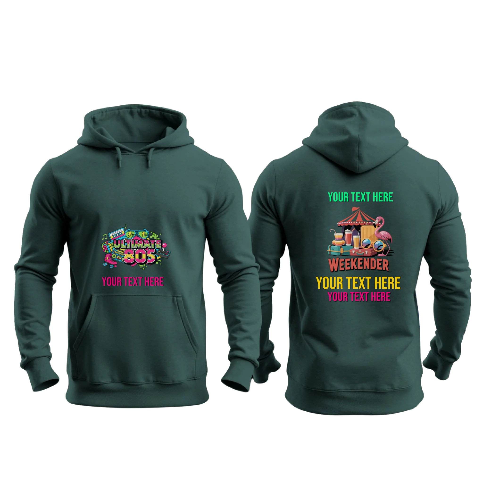 Gildan 18500 - Mockup Front and Back -Forest Green