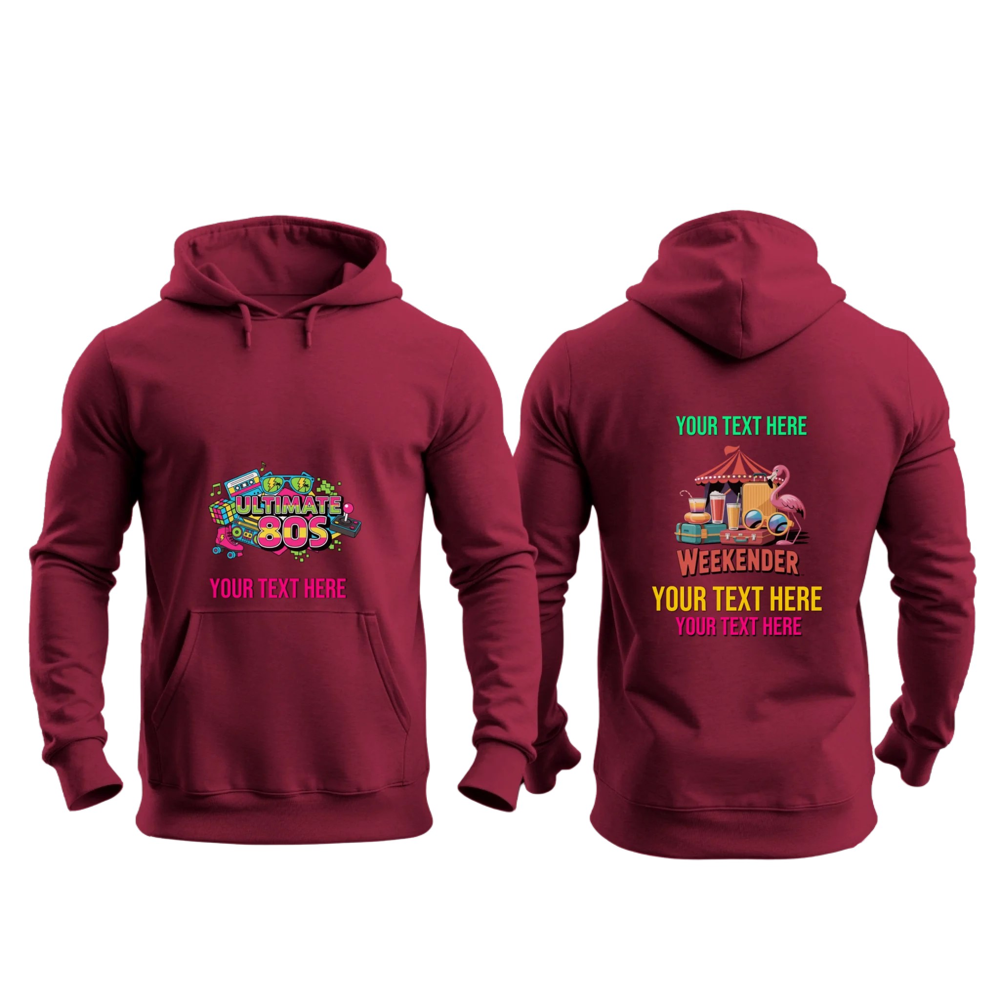 Gildan 18500 - Mockup Front and Back -Garnet