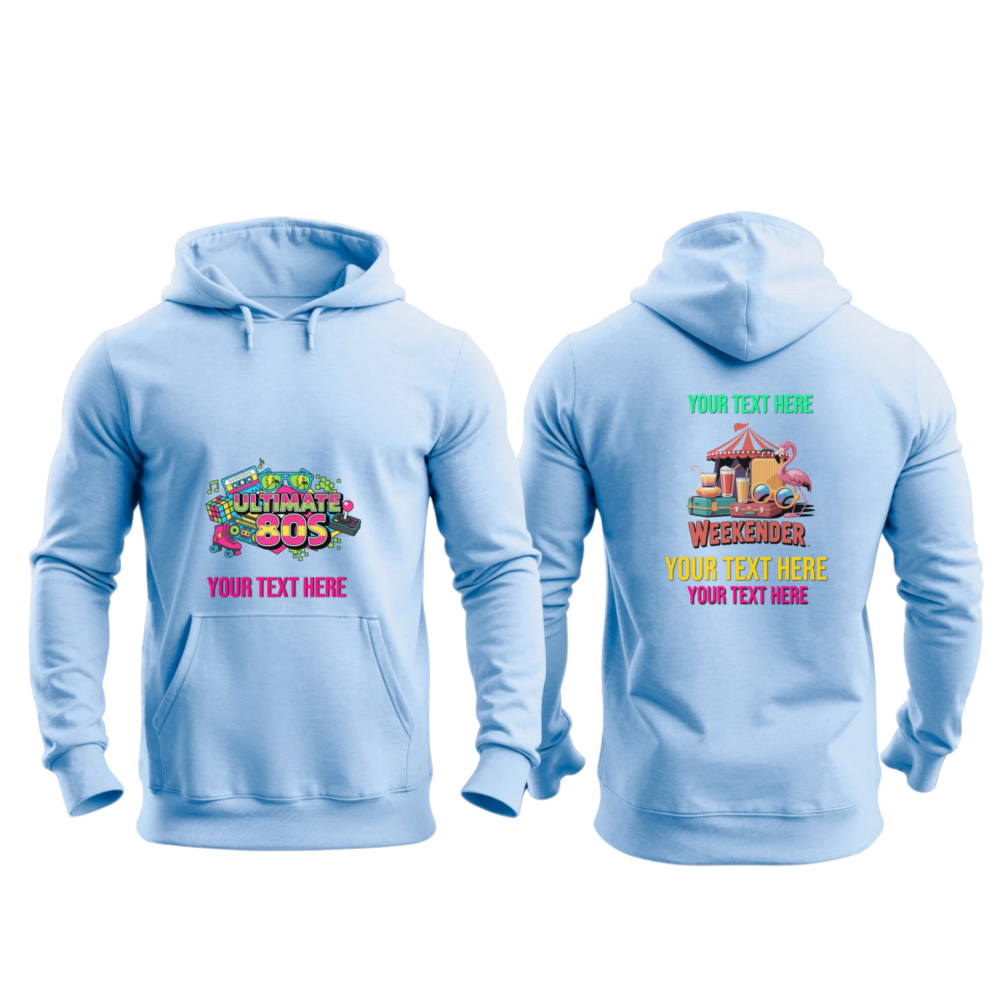 Gildan 18500 - Mockup Front and Back - Light Blue