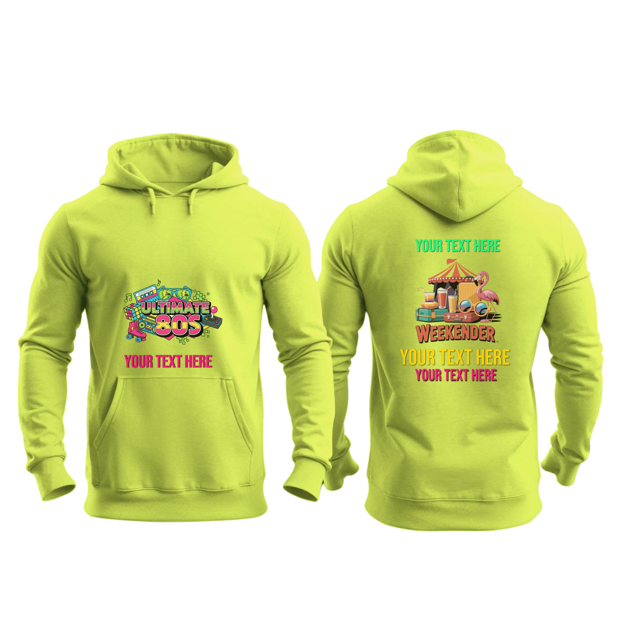 Gildan 18500 - Mockup Front and Back - Safety Green