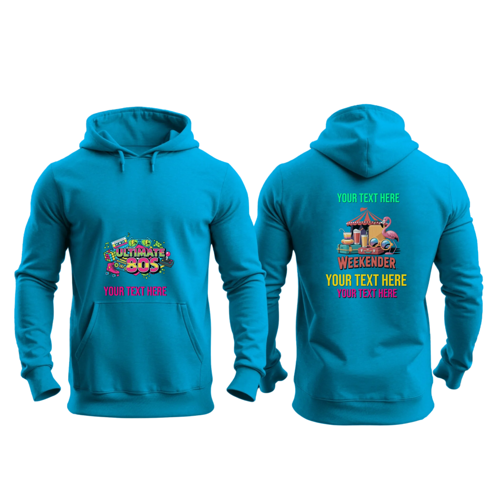 Gildan 18500 - Mockup Front and Back - Sapphire