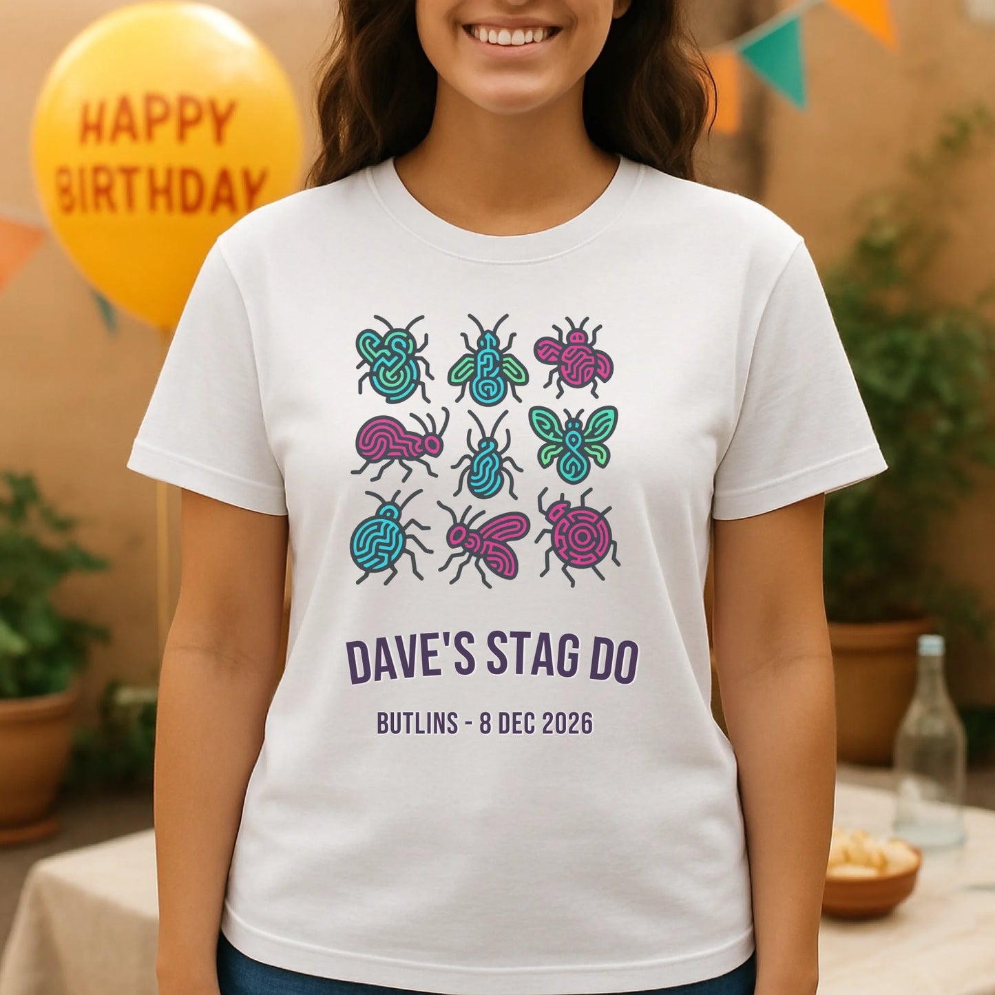 Gildan 64000 White T-Shirt Birthday Weekender Mockup