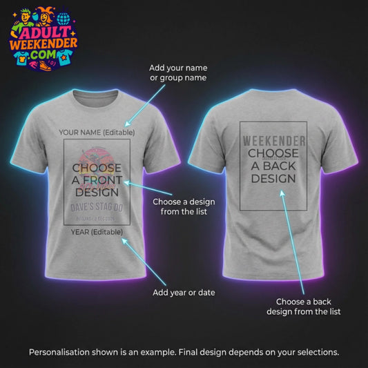 adult weekender t-shirt personalisation guide