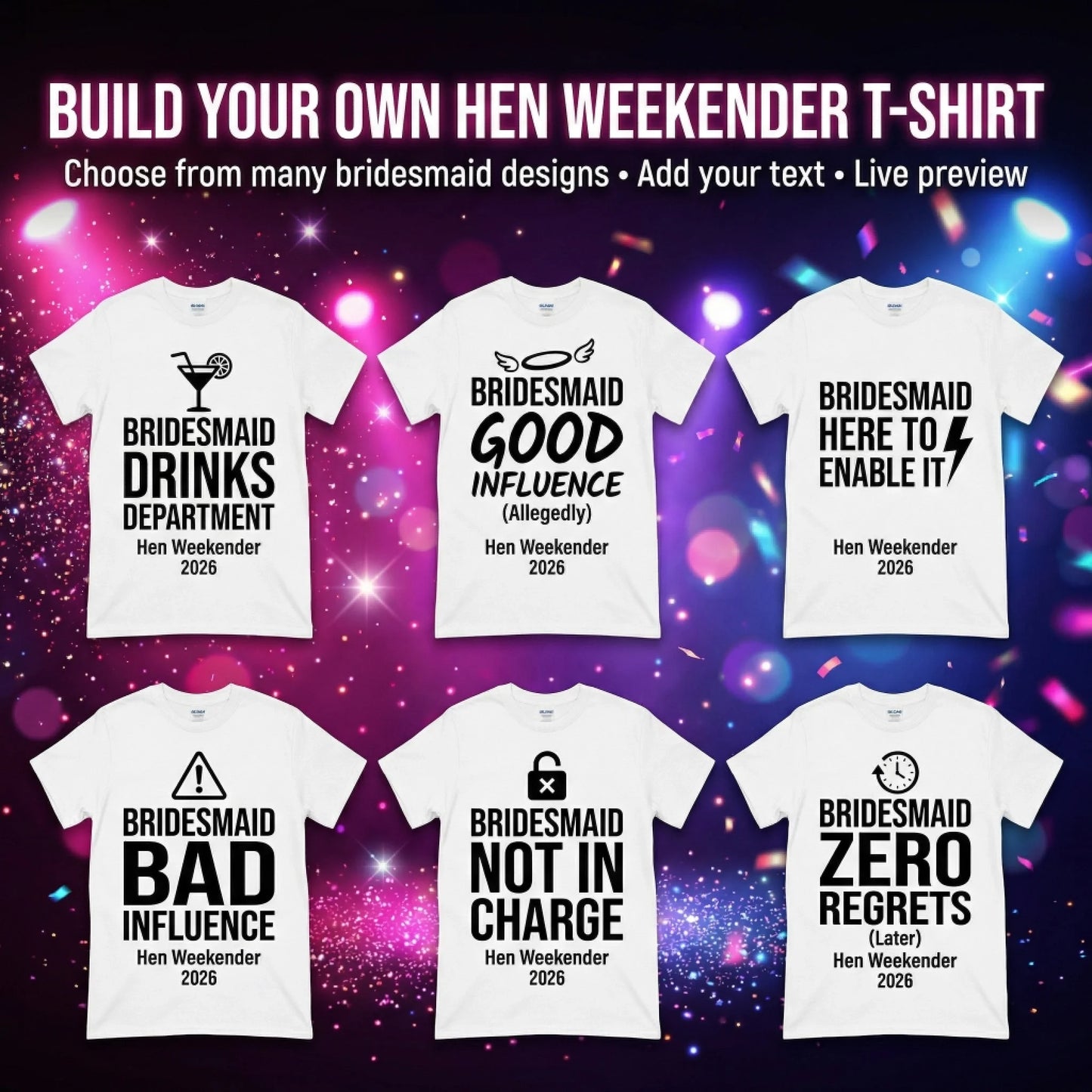 Hen Weekender Bridesmaids T-Shirt Hero image