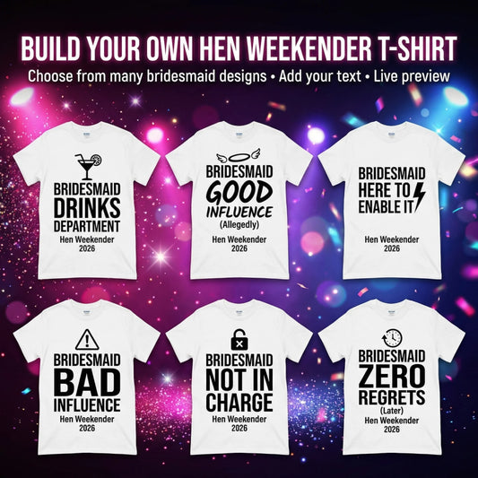 Hen Weekender Bridesmaids T-Shirt Hero image