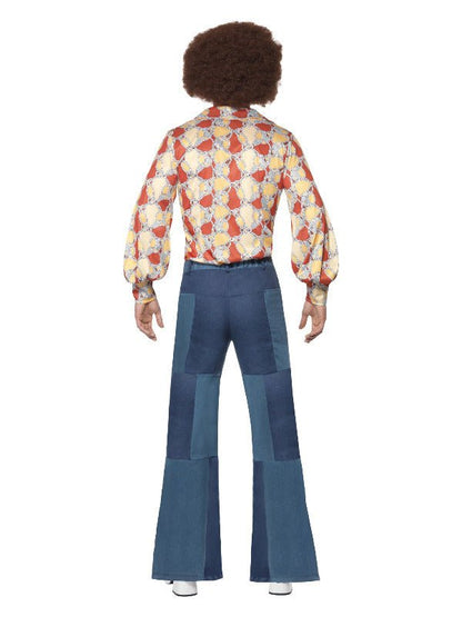 70s Deluxe Flared Trousers, Mens, Blue - Adult Weekender