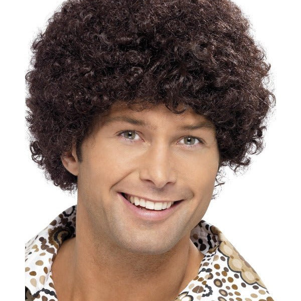 70s Disco Dude Wig, Brown - Adult Weekender