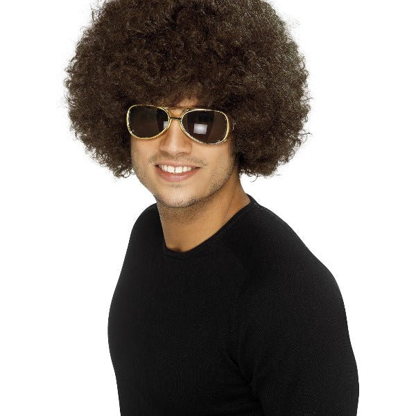 70s Funky Afro Wig, Brown - Adult Weekender