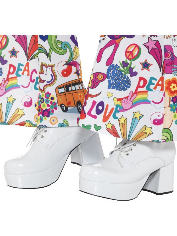 70s Mens Platform Shoes, White - Adult Weekender