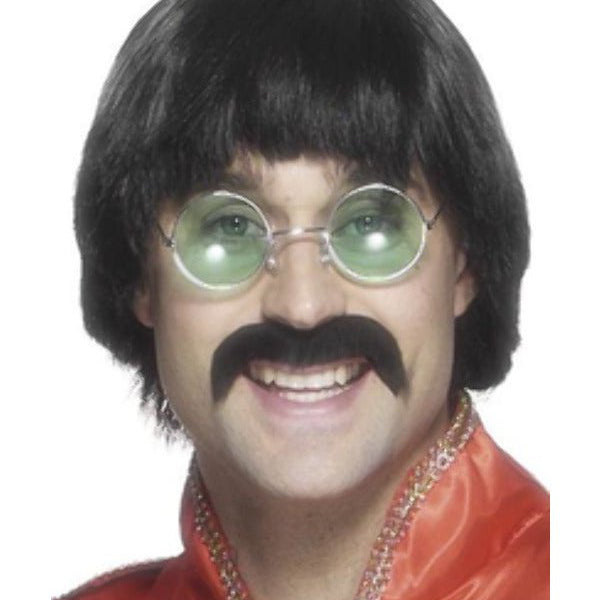 70s Mersey Wig & Tash, Black - Adult Weekender