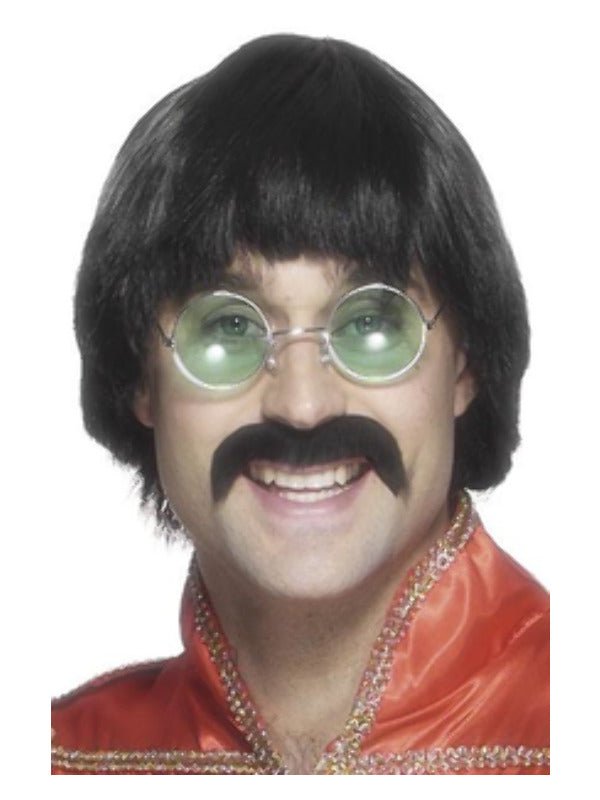 70s Mersey Wig &amp; Tash, Black - Adult Weekender