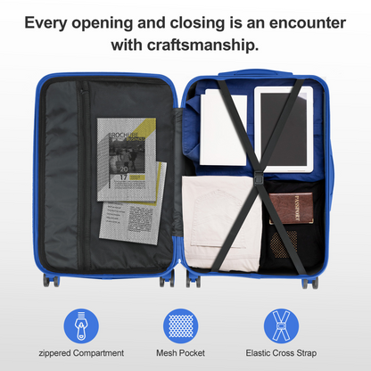 Premium ABS Luggage Suitcase with Non-TSA Lock – 24in Deep Blue