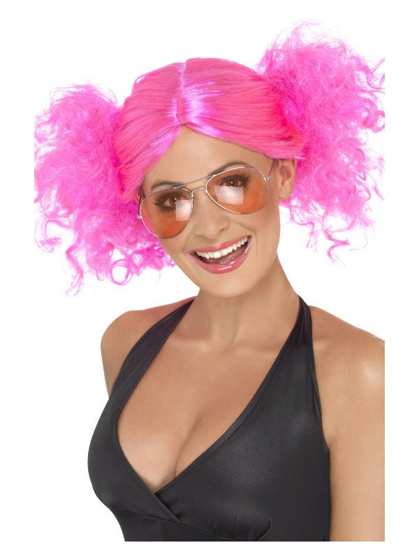 80s Bunches Wig, Pink - Adult Weekender