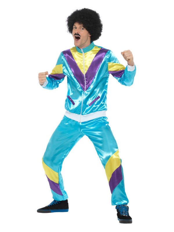 80s Height of Fashion Shell Suit Costume, Blue - Adult Weekender