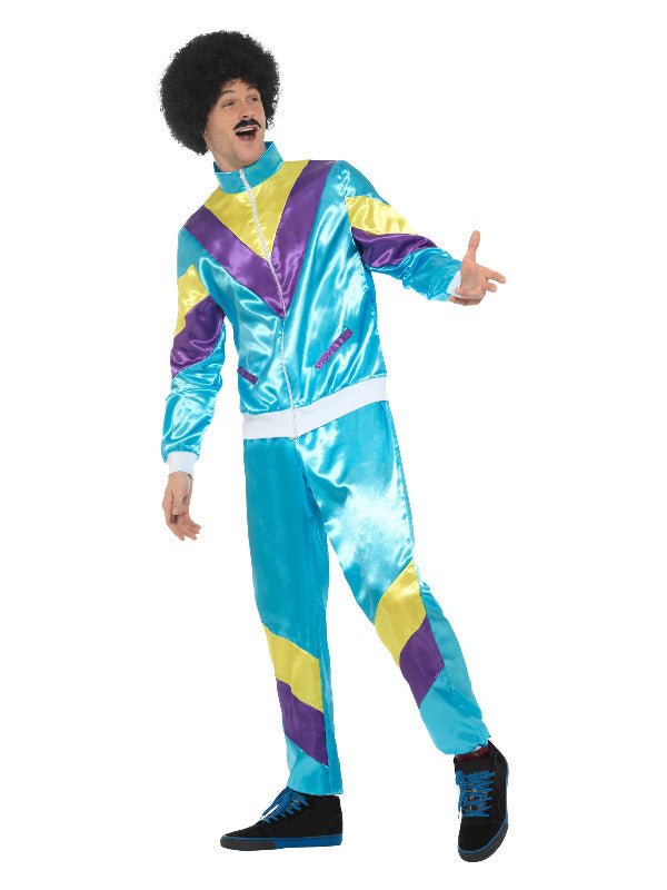 80s Height of Fashion Shell Suit Costume, Blue - Adult Weekender