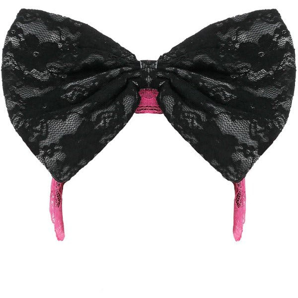 80s Lace Headband, Black & Pink - Adult Weekender
