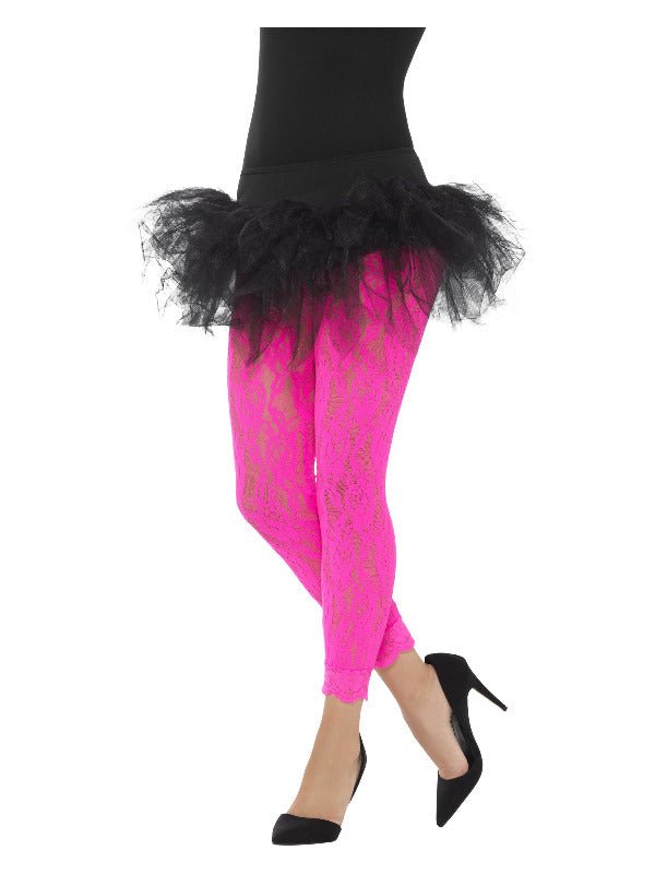80s Lace Leggings, Neon Pink - Adult Weekender