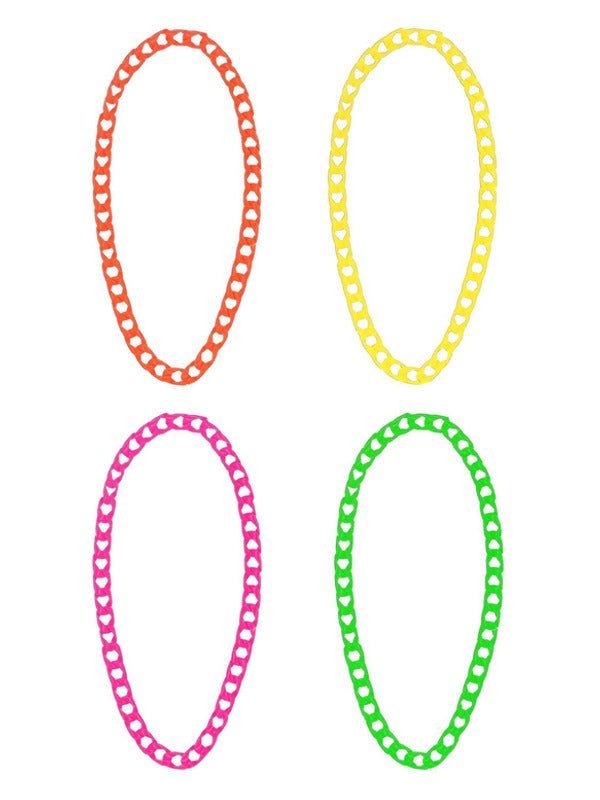 80s Neon Chain Necklaces, 4Pk - Adult Weekender