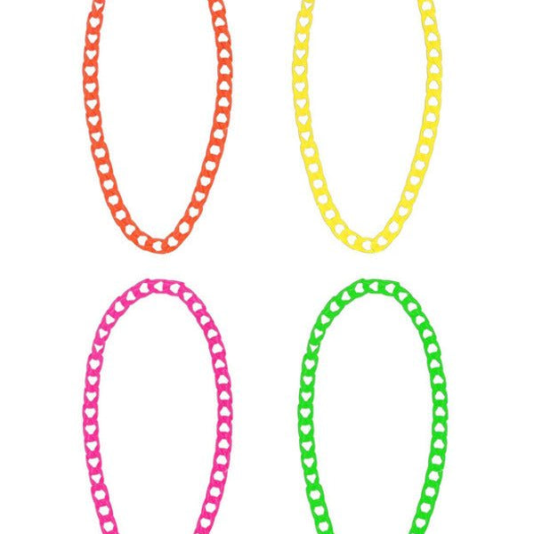 80s Neon Chain Necklaces, 4Pk - Adult Weekender