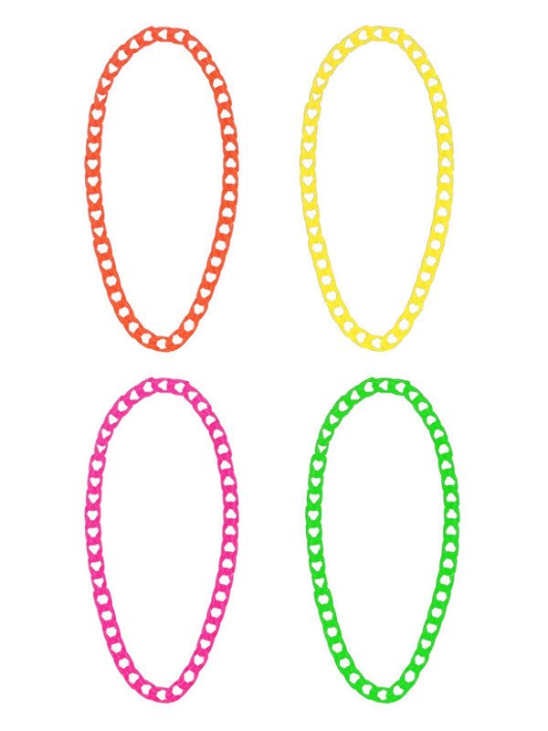 80s Neon Chain Necklaces, 4Pk - Adult Weekender