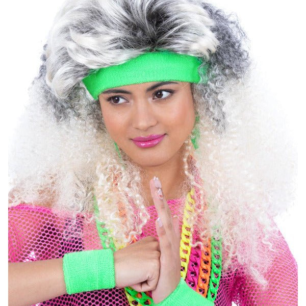 80s Neon Sweatbands, Green - Adult Weekender