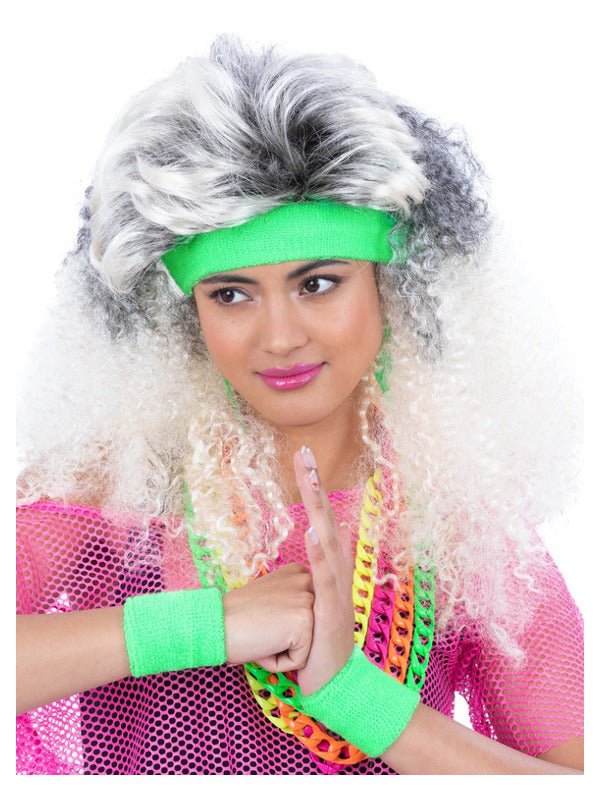 80s Neon Sweatbands, Green - Adult Weekender