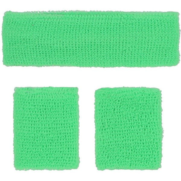 80s Neon Sweatbands, Green - Adult Weekender