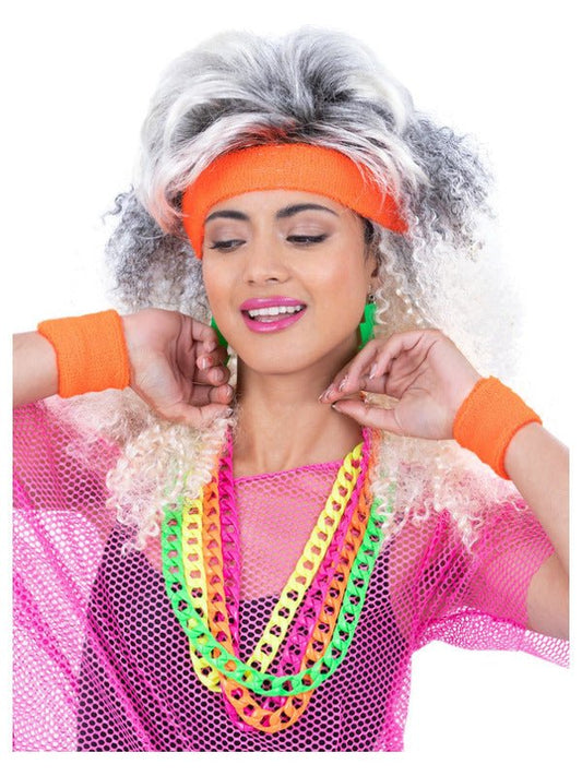 80s Neon Sweatbands, Orange - Adult Weekender