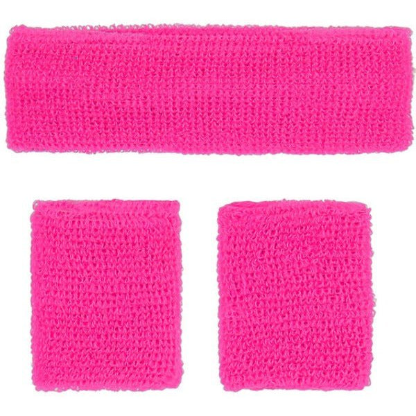 80s Neon Sweatbands, Pink - Adult Weekender