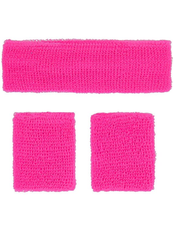 80s Neon Sweatbands, Pink - Adult Weekender