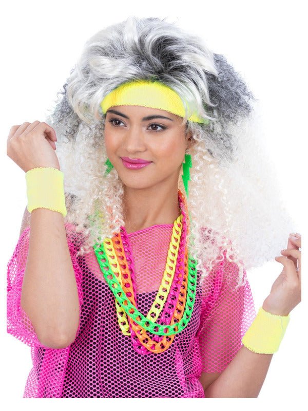 80s Neon Sweatbands, Yellow - Adult Weekender