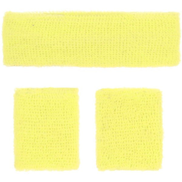 80s Neon Sweatbands, Yellow - Adult Weekender