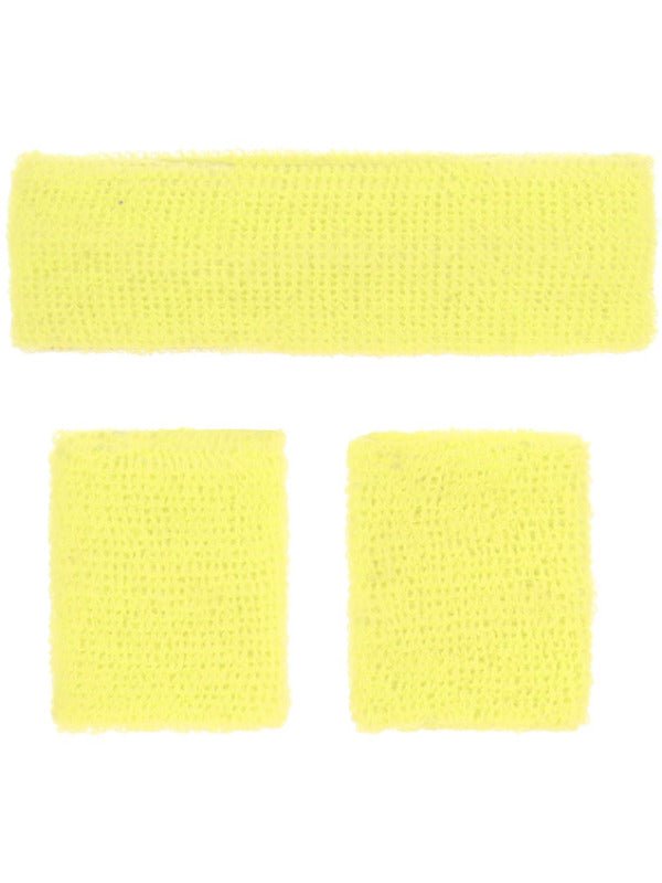 80s Neon Sweatbands, Yellow - Adult Weekender