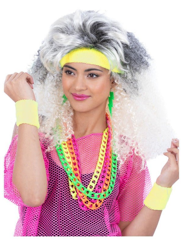 80s Neon Sweatbands, Yellow - Adult Weekender