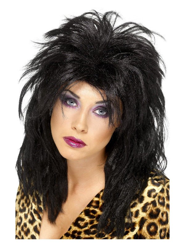80s Popstar Wig, Black - Adult Weekender
