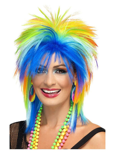80s Rainbow Punk Wig, Multi - Coloured - Adult Weekender
