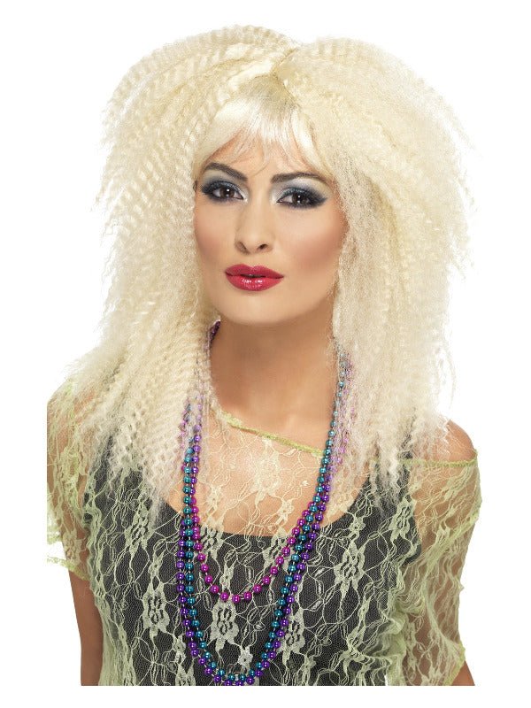 80s Trademark Crimp Wig, Blonde - Adult Weekender
