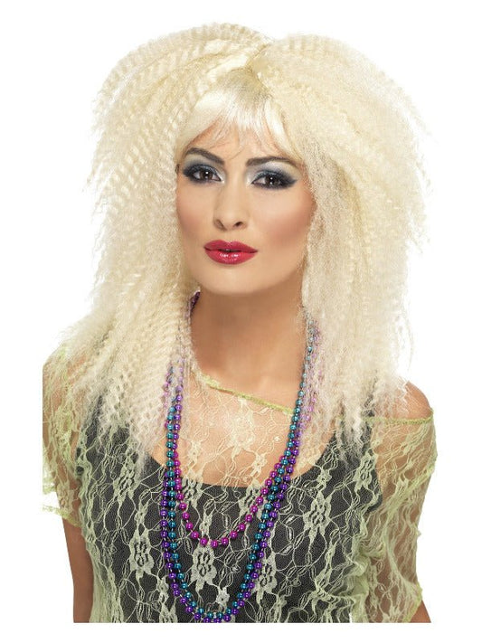 80s Trademark Crimp Wig, Blonde - Adult Weekender